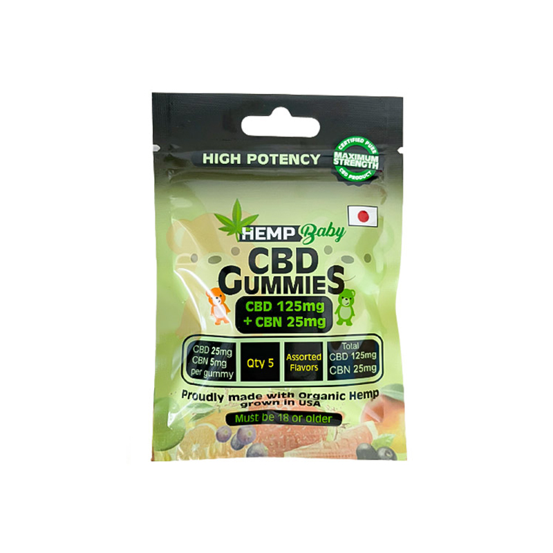 Hemp BABY CBDグミ 1粒CBD25mg + CBN5mg/合計CBD125mg + CBN25mg 5個入りの製品画像