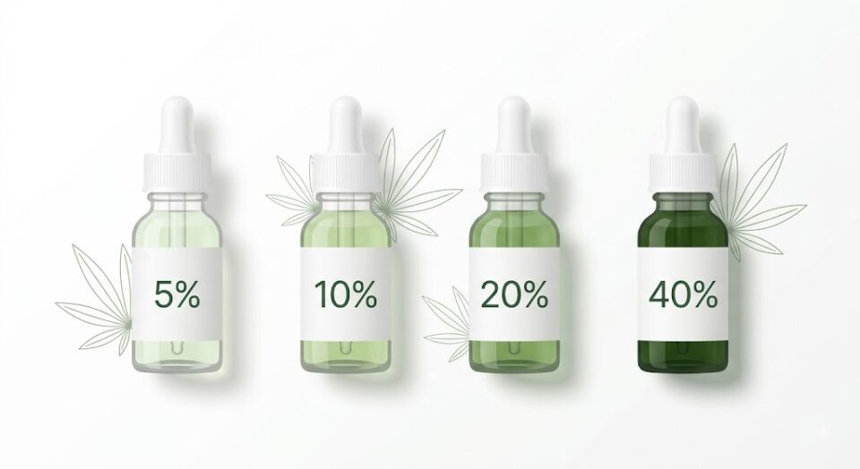 CBDオイル濃度5%10%20%40%の比較